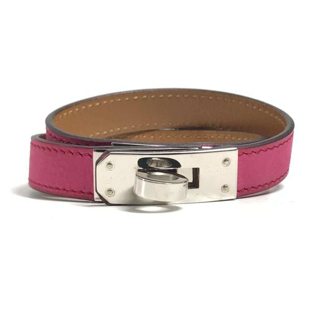 HERMES Kelly Double Tour Bracelet Bangle Accessory Leather Men's Women's Pink
